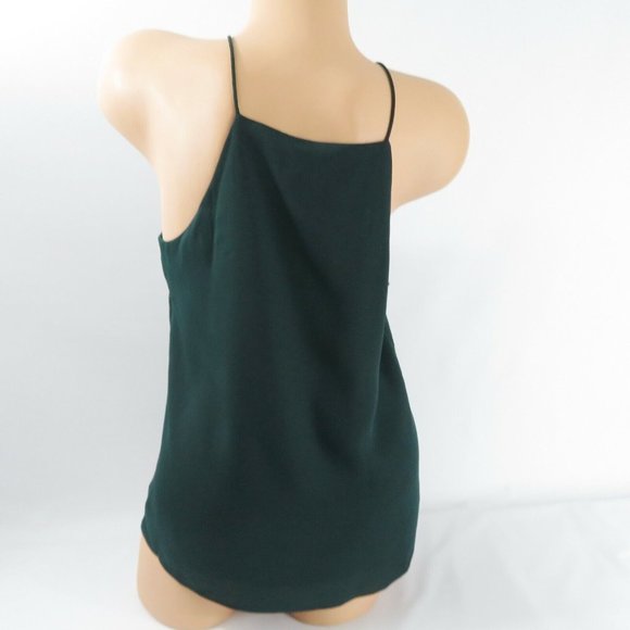 WAYF Camisole Top Hunter Green Size L Posie Deep Lace V-Neck Sleeveless - Picture 4 of 11